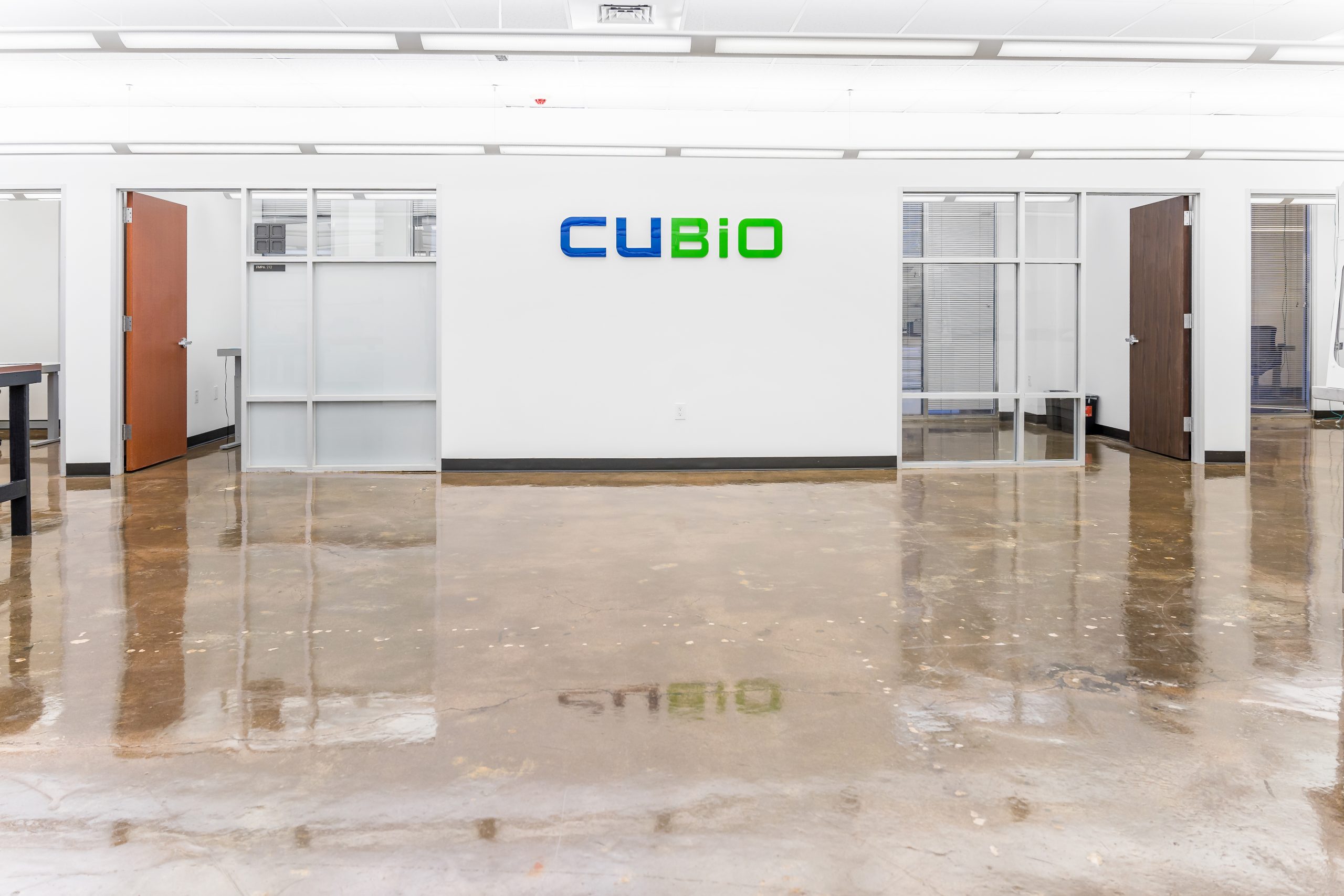 CUBIO sign and doors to offices in the main lab